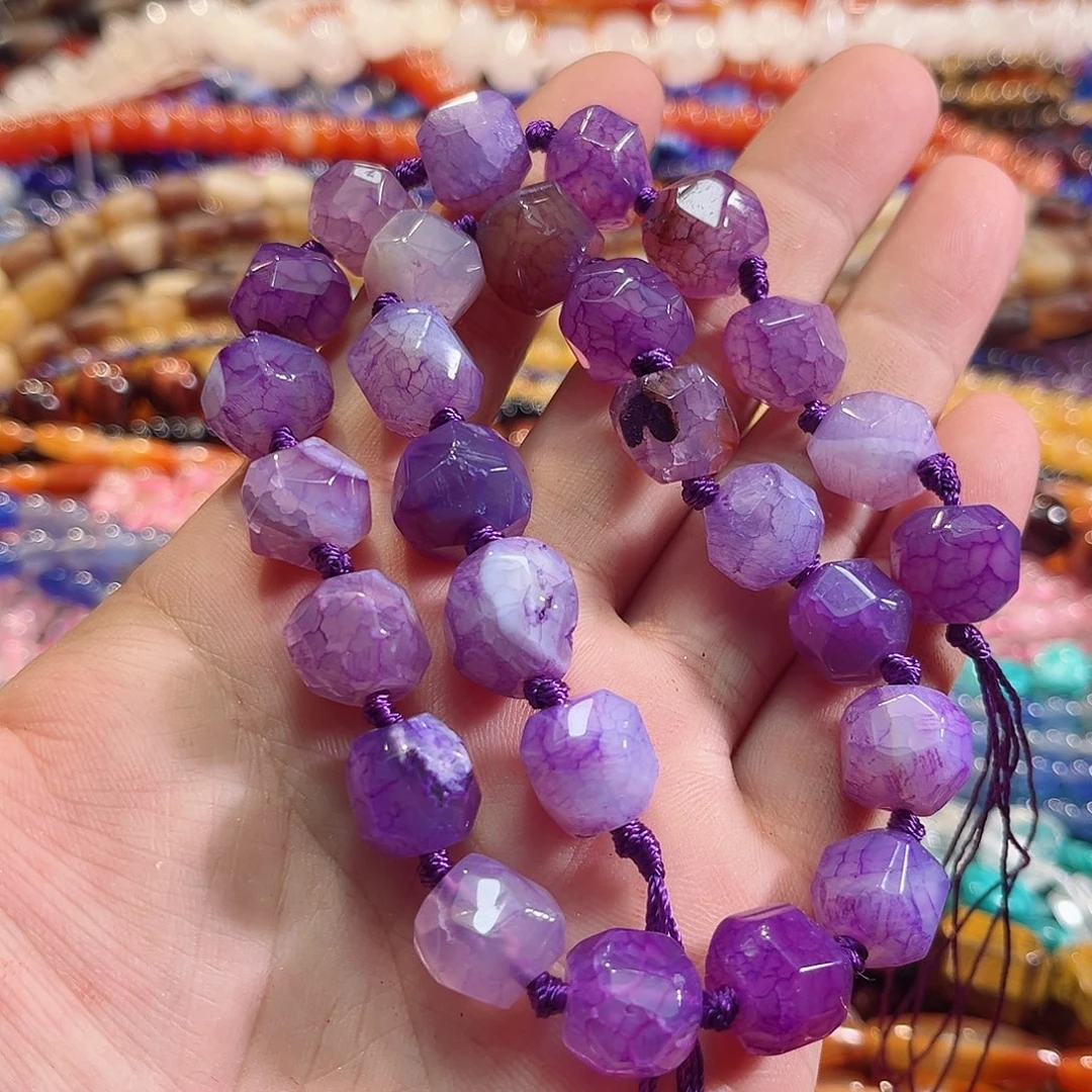 玛瑙/玉髓合金珠宝半成品紫玛瑙万切一条13mm