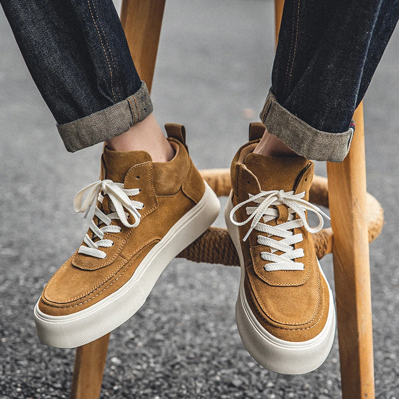 男鞋秋季2025新款运动鞋潮鞋翻毛休闲高帮板鞋透气中帮马丁靴工作