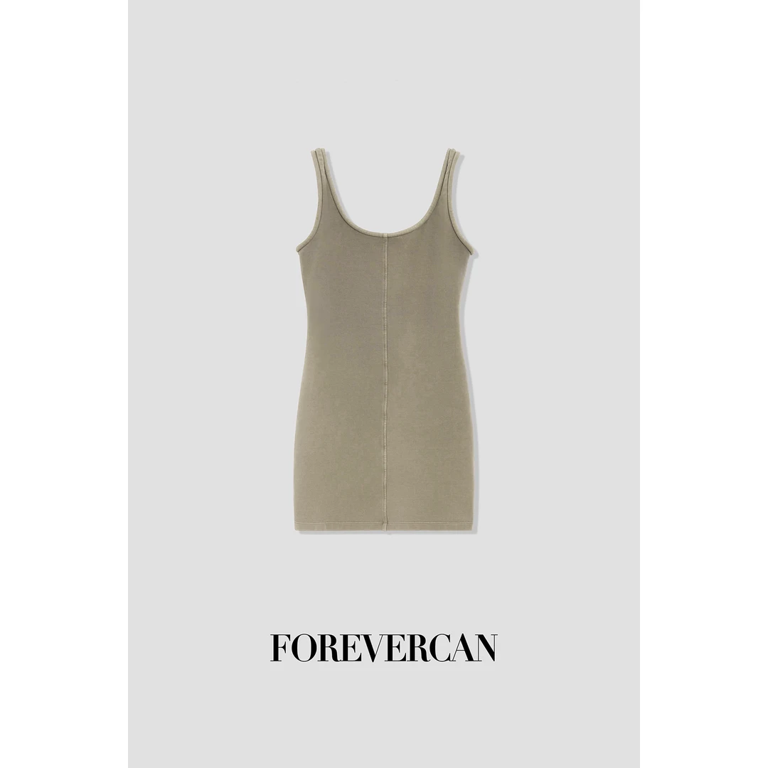 FOREVERCAN“挪威街区”洗水收腰背心式连衣裙CANSD17938