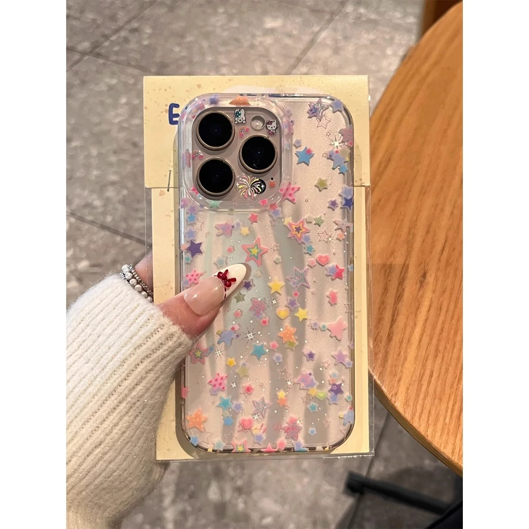 彩色y2k星星适用于苹果16promax手机壳iPhone15新款流星17promax