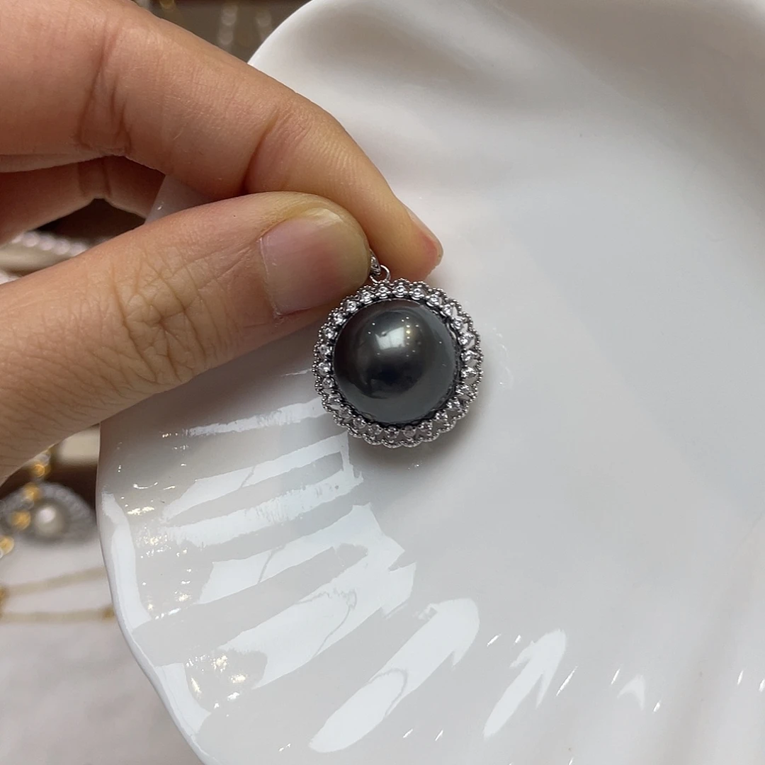 银S925镶嵌吊坠(不含链)海水珍珠