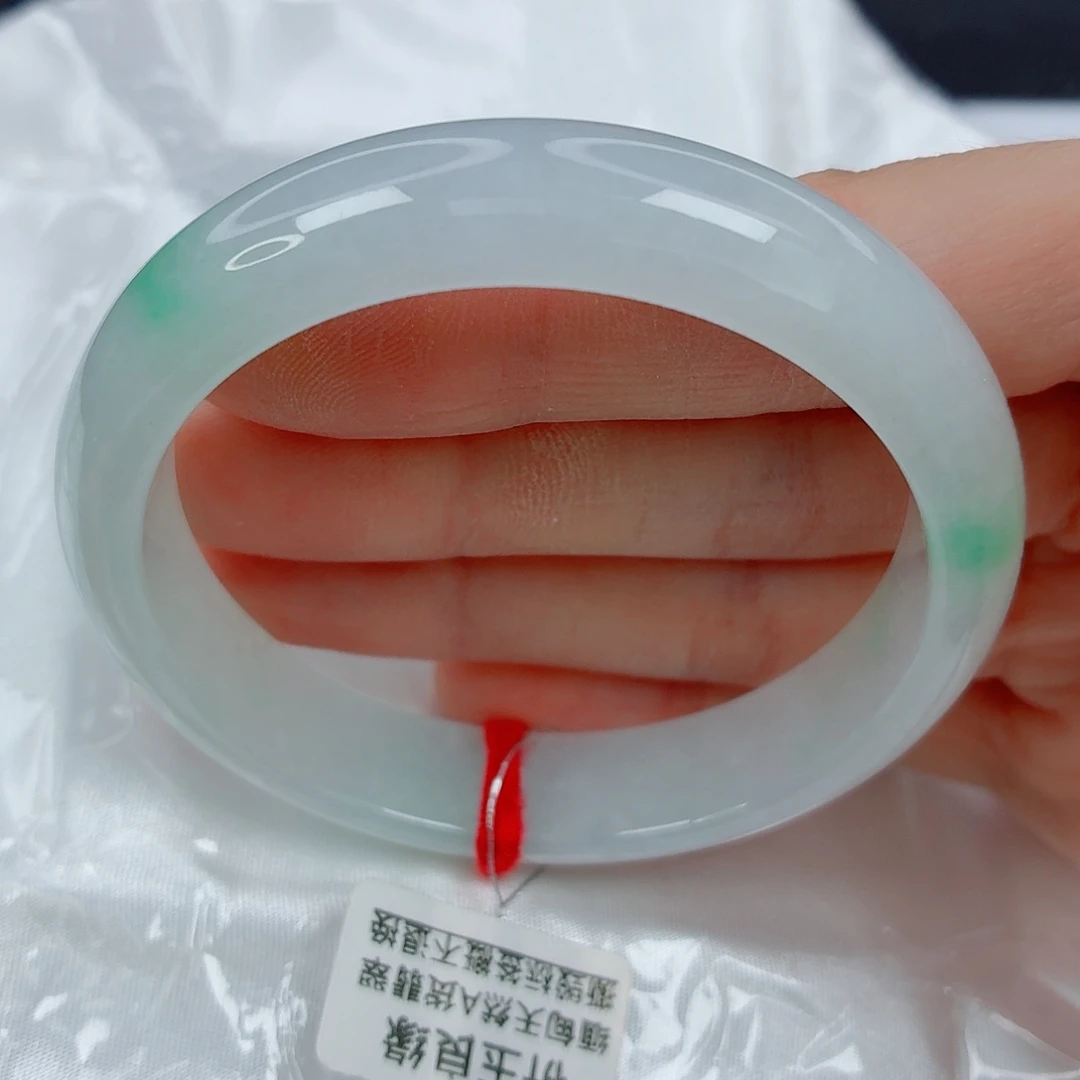 翡翠未镶嵌手镯54.4正圈，阳春白雪，润感好，016