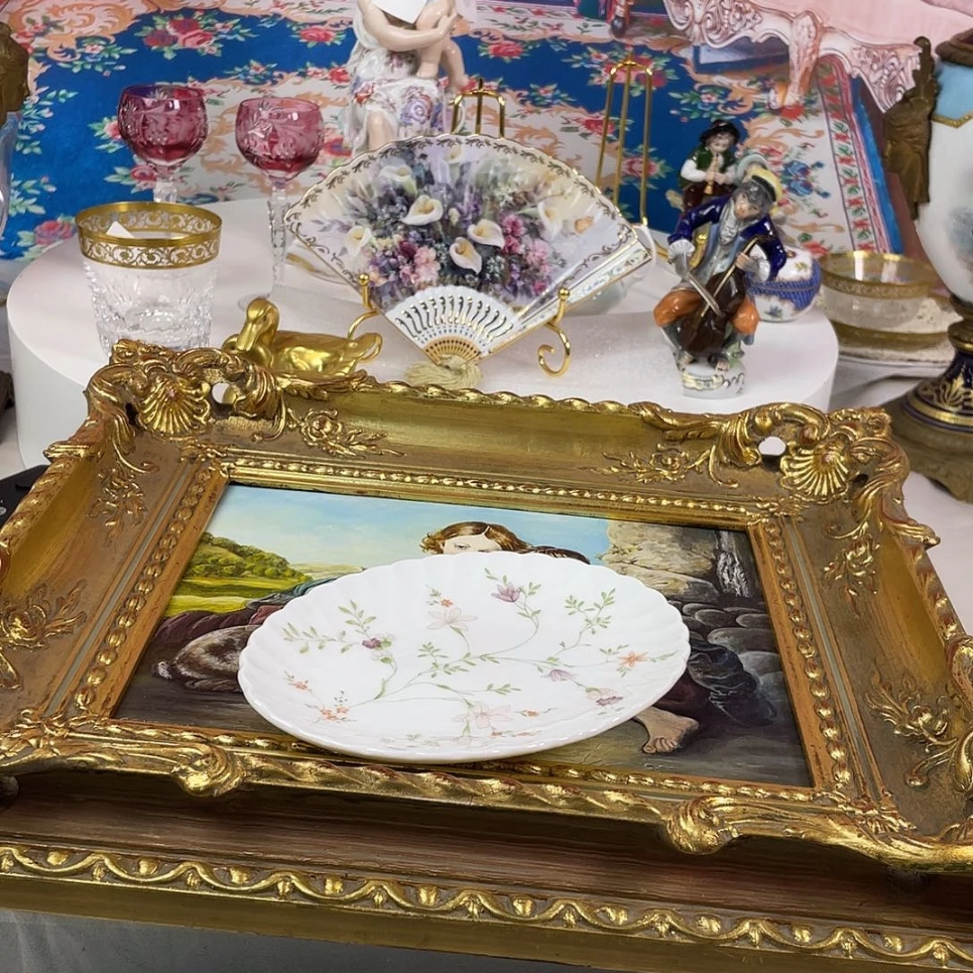 瓷片欧瓷咖啡杯水晶杯摆件