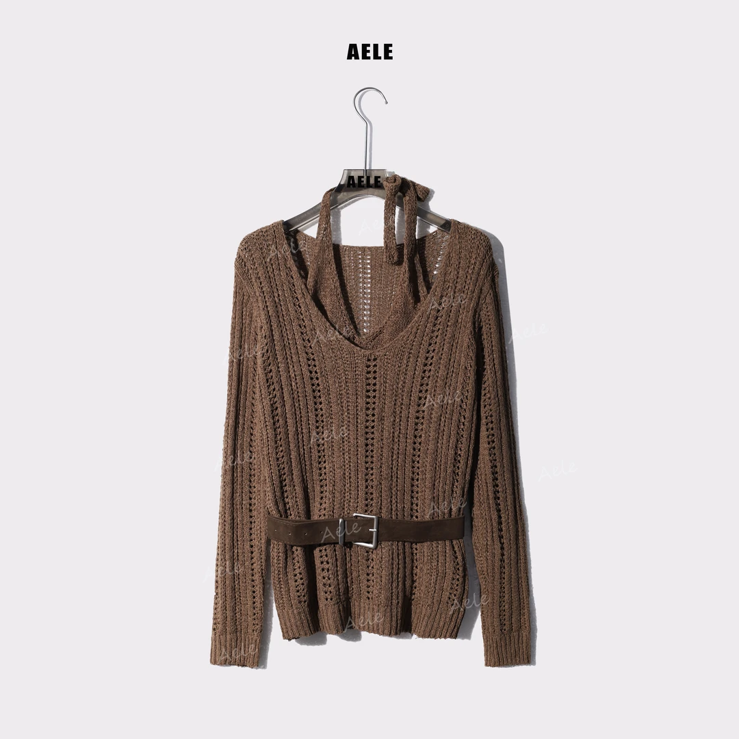 AELE设计款镂空套头长袖针织衫气质高级感毛衣上衣 X853 2558 AD