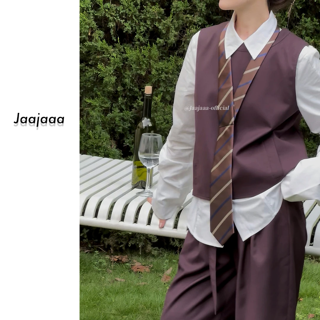 Jaajaaa雾海微光 小众设计简约时尚百搭双口袋休闲无袖马甲/HEXB