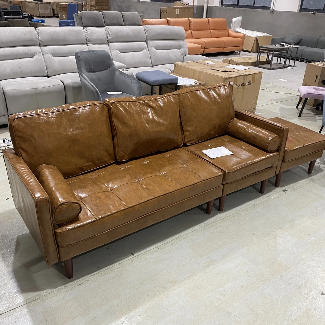 中古风沙发椅卧室沙发多人懒人皮质沙发XC