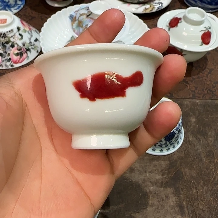 午***h艺林堂柴窑红鱼杯