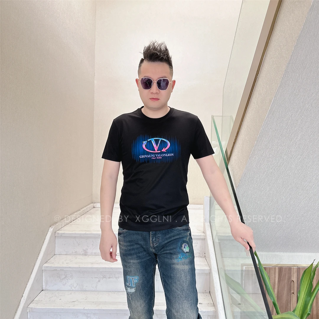 2025春夏款NL两个箭头圈着V男士品质高端轻奢上档次潮牌短袖T恤