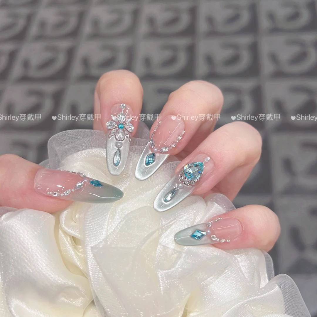 【赛里木湖】手工穿戴甲10片装可拆卸宠粉爆款气质美甲贴W