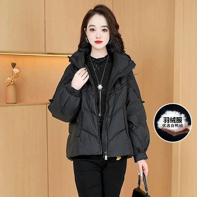 【羽绒服】冬季时尚短款显瘦小个子百搭保暖高端白鸭绒羽绒服女
