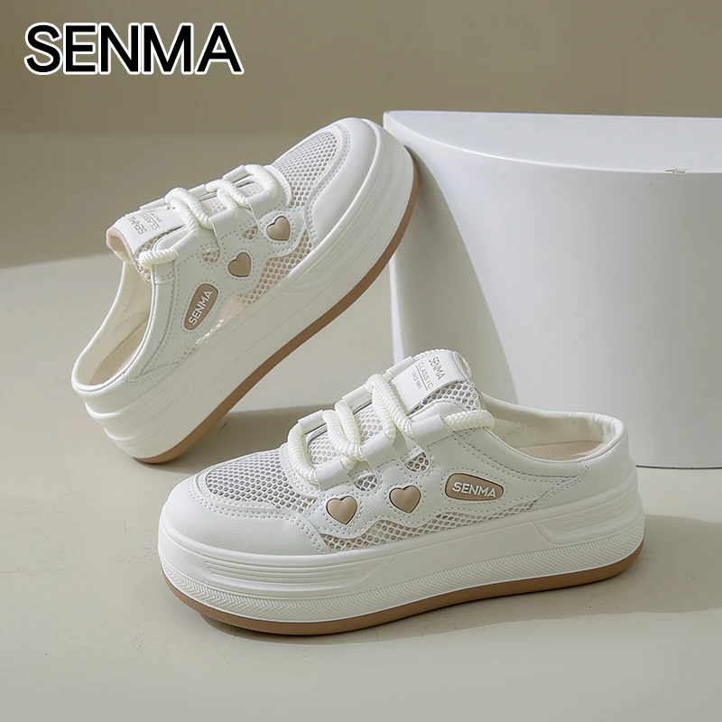 森马女鞋2025年夏季新款透气网面鞋半拖鞋时尚休闲鞋一脚蹬懒人鞋