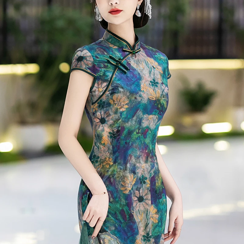 高端绝美新中式旗袍民国风2025新款晚礼服老上海优雅宴会连衣裙