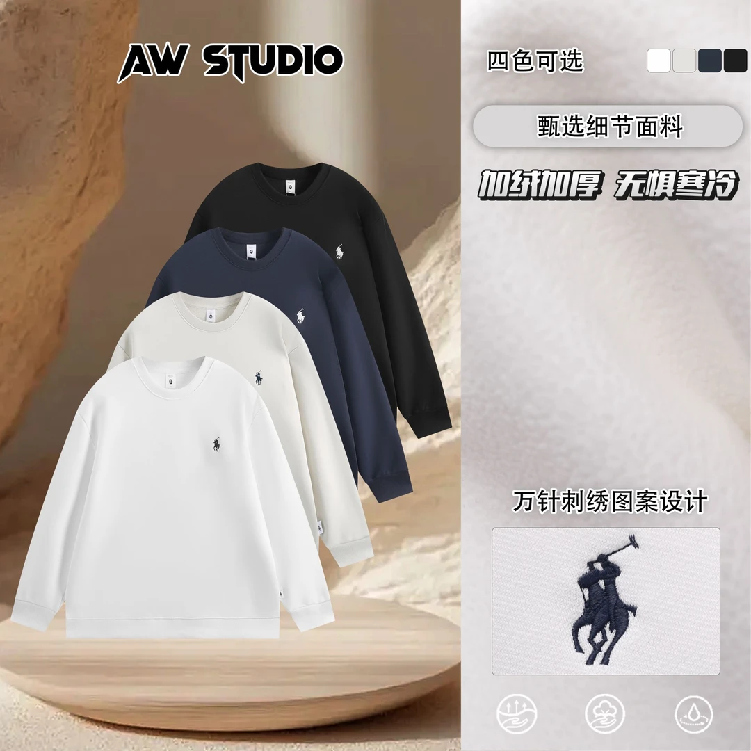 “AW”『重磅加厚刺绣战马情侣加绒卫衣』软糯亲肤柔软舒适圆领H-Q10