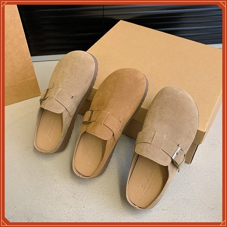 勃肯鞋女春秋2025新款超火厚底 SWXW女鞋包头半拖鞋外穿百【恒然】