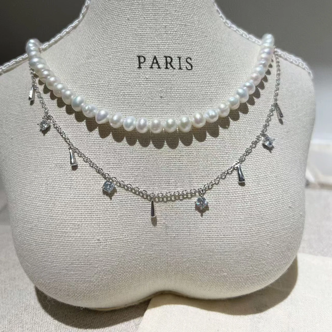 吊坠925银 JIUJIU【珠珠流苏叠戴】通勤百搭简约项链装饰品1231