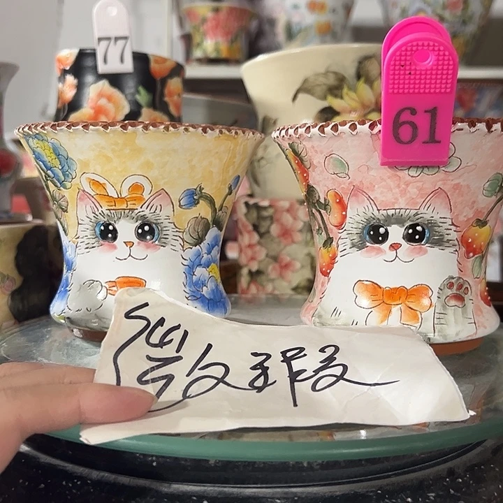 景德镇幸运花盆手绘韩式花盆