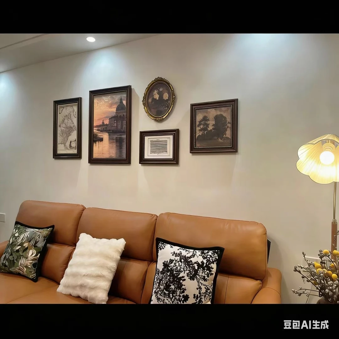 北欧复古静物城堡沙发背景墙装饰画法式客厅挂画现代组合500