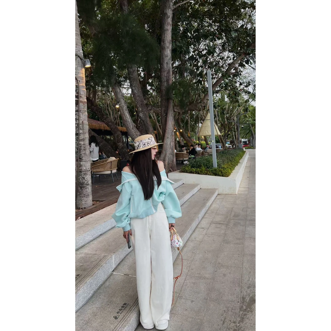 YEER·SHOP【慵懒薄荷～】爷儿春季新款韩系时尚薄荷绿卫衣外套