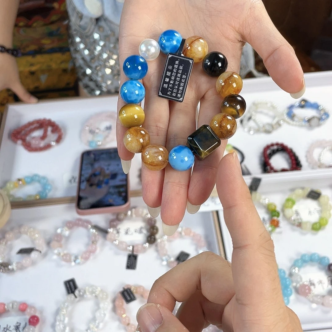 水晶手链银S925镀金镶嵌