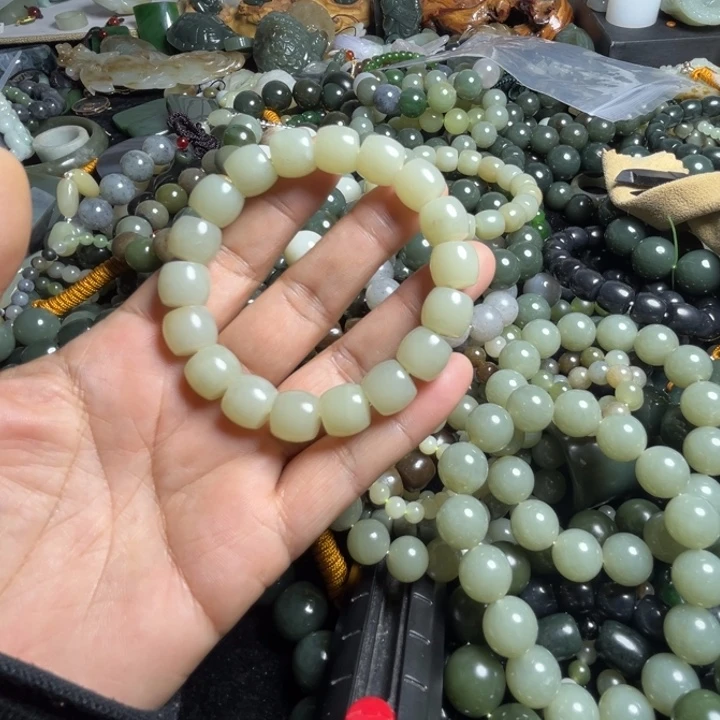 和田玉手串未镶嵌羁*℡12直切