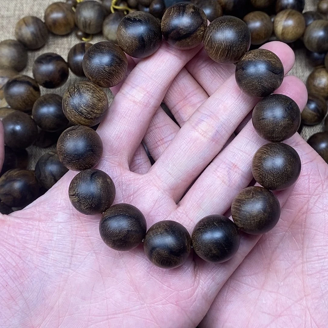 沉香手串越南芽庄白棋楠1.6高货虎斑瘤疤