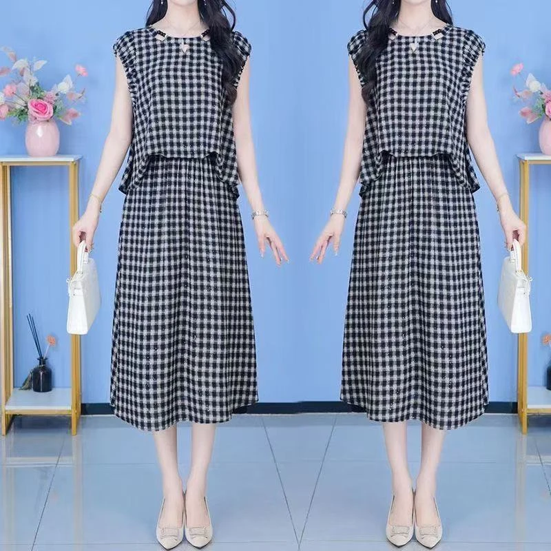 时尚气质优雅礼服裙2025夏季新款休闲修身显瘦洋气两件套5348#