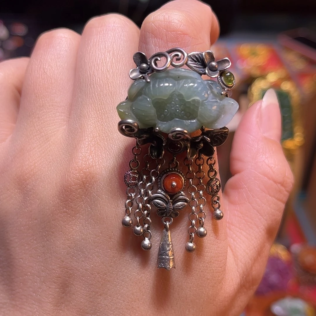 翡翠银S925镶嵌戒指双十二直降不议价