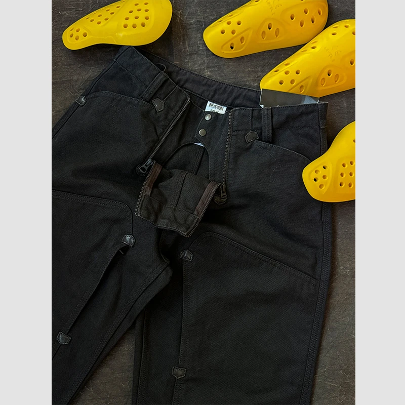 工匠系列 14OZ赤耳珠帆骑行德工双拉门襟机车双膝工装裤 窄幅MMC