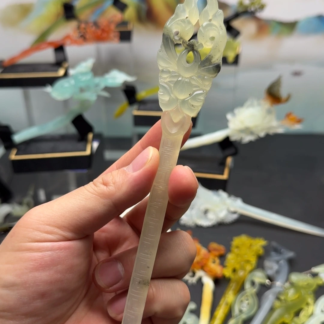 岫玉发饰未镶嵌明君玉簪就是好看