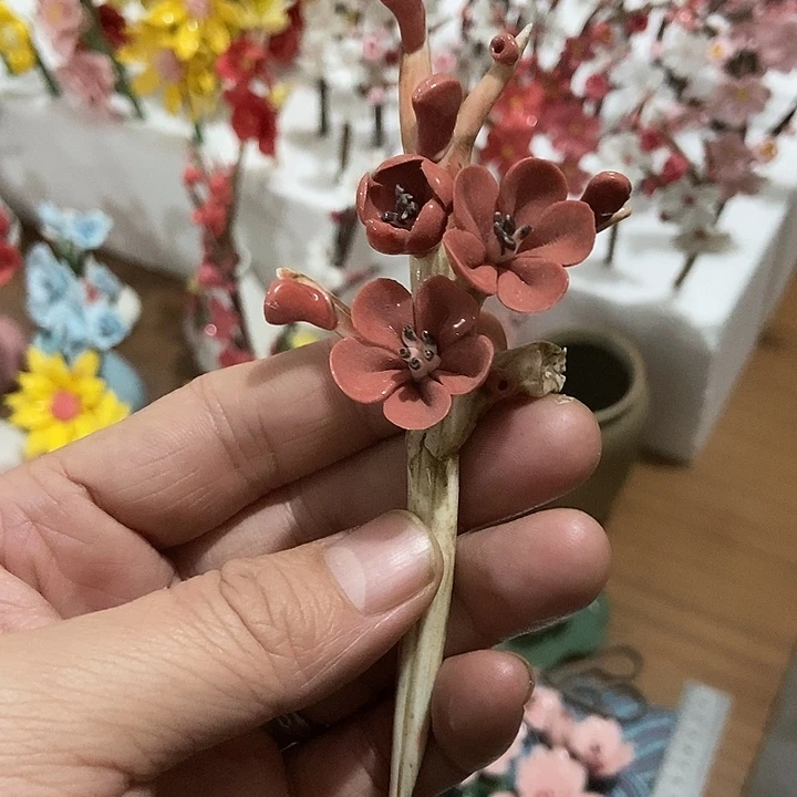 瓷片纯手工陶瓷花摆件