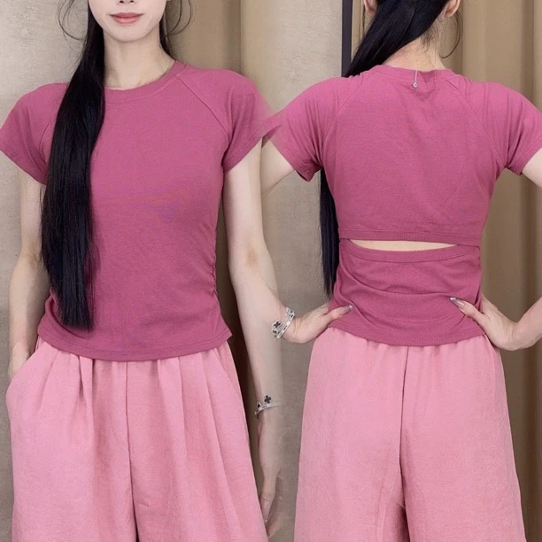 练功形体服夏季现代舞短袖露背上衣女古典中国舞舞蹈服（西西）