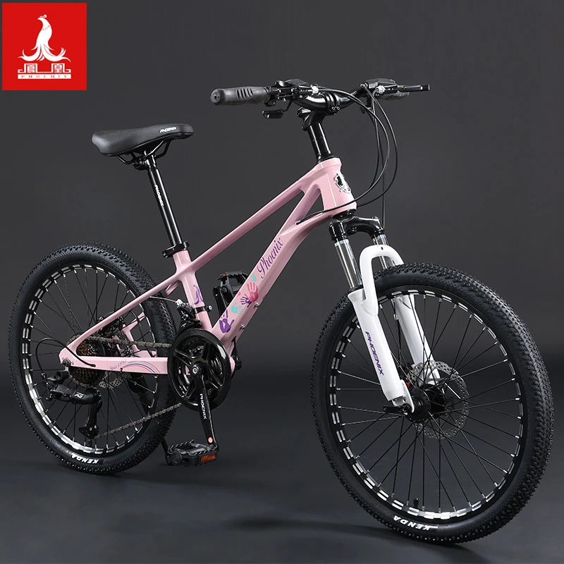 凤凰镁合金山地车自行车儿童男女学生减震双碟刹单车