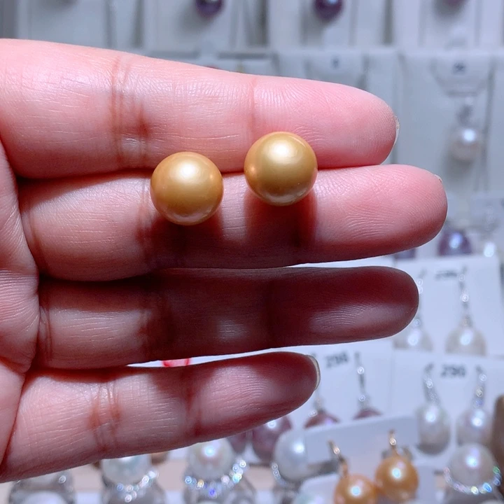 银S925镶嵌淡水珍珠耳饰CC
