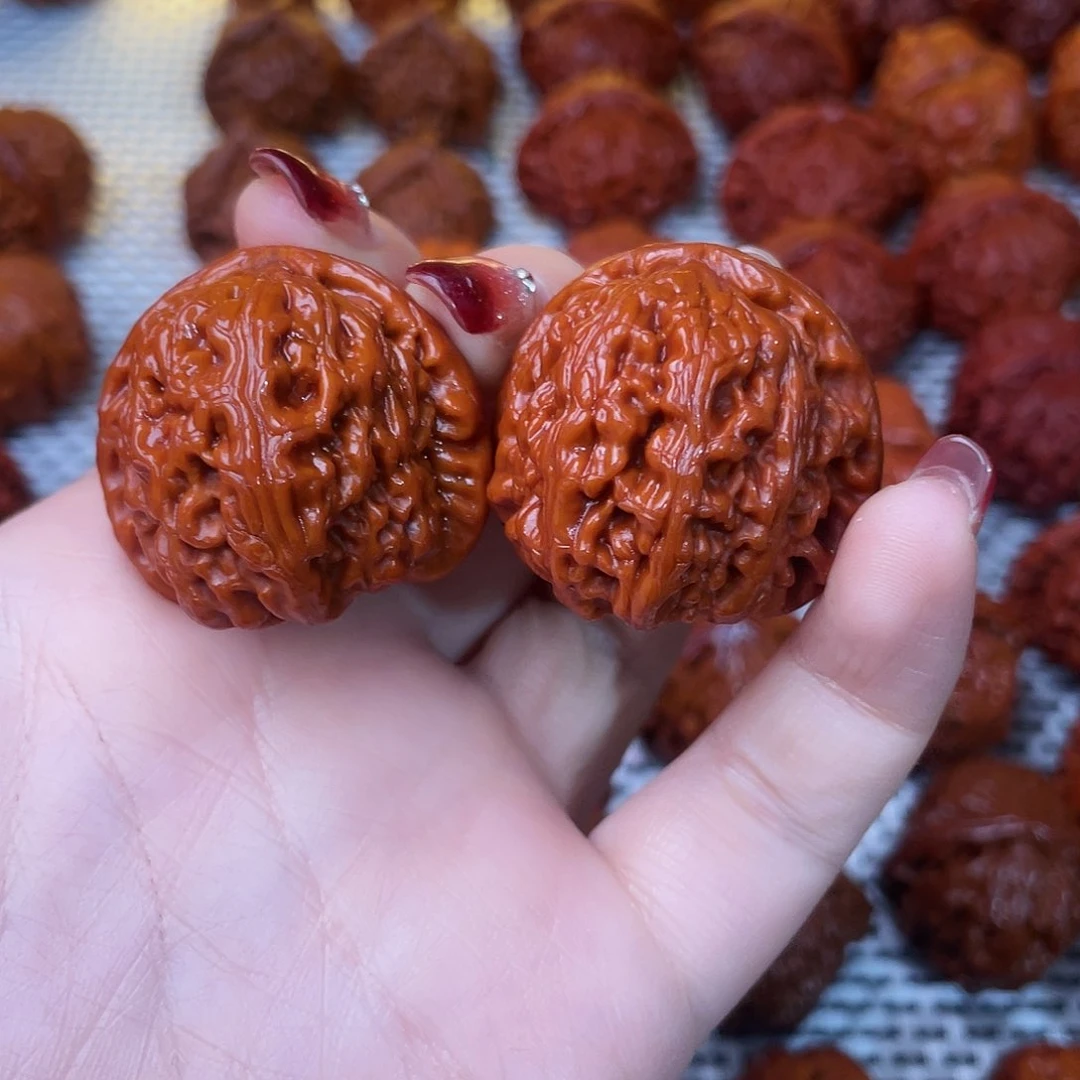 桃核吊坠文玩核桃 手把件 白狮子 35