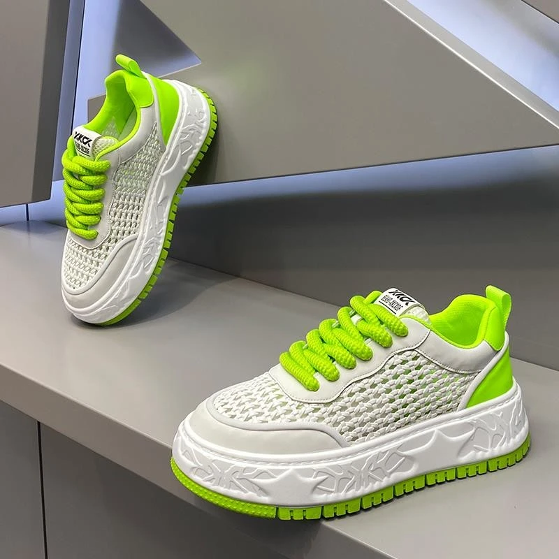 男鞋2025夏季新款时尚百搭小白鞋编制透气增高板鞋系带爆款休闲鞋