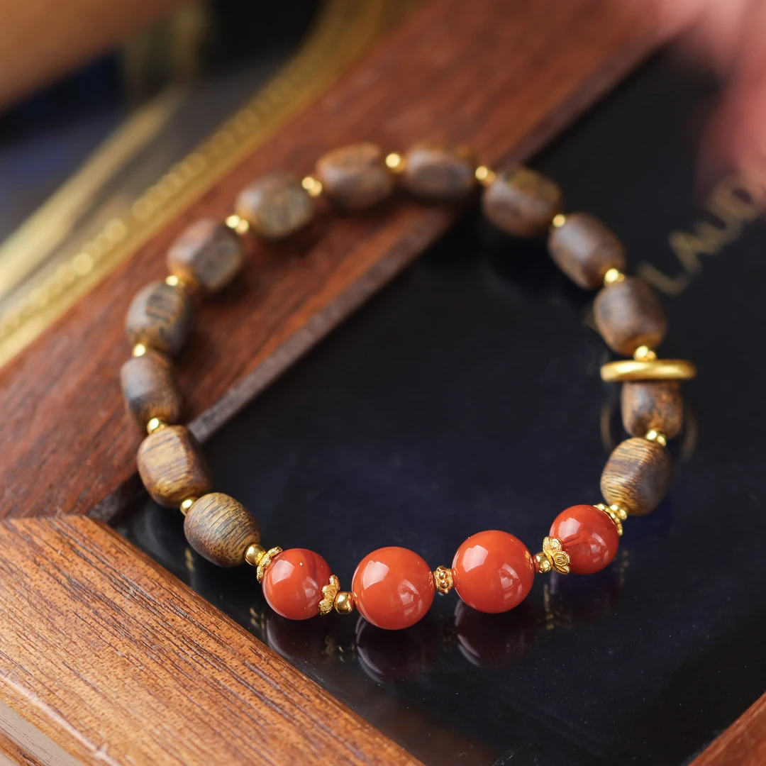 沉香沉香桶珠跑环手工DIY民族风百搭女款单圈手串