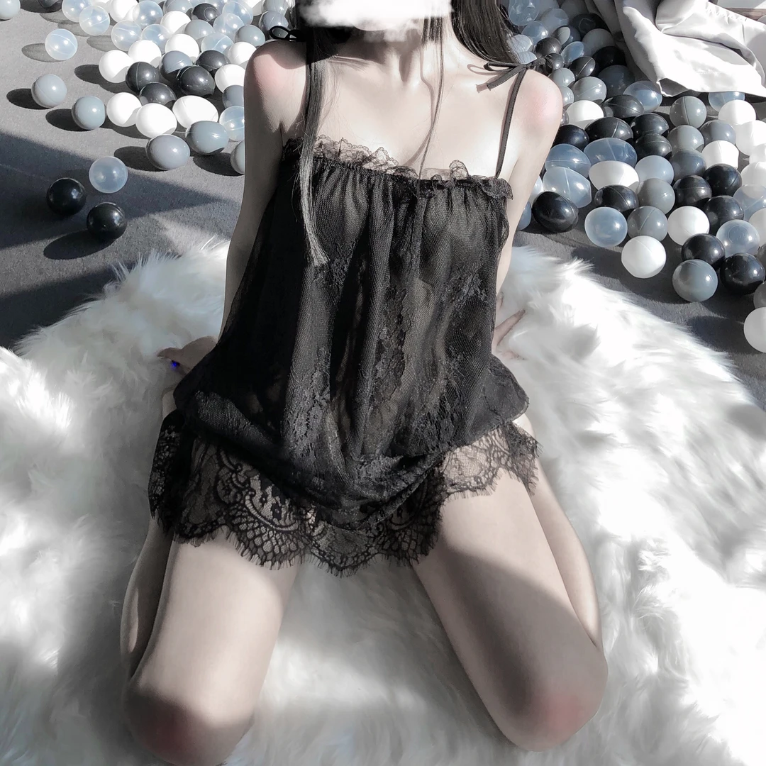 蕾丝吊带睡裙性感夏季黑色薄款纯欲风显瘦法式可爱甜美网红美背