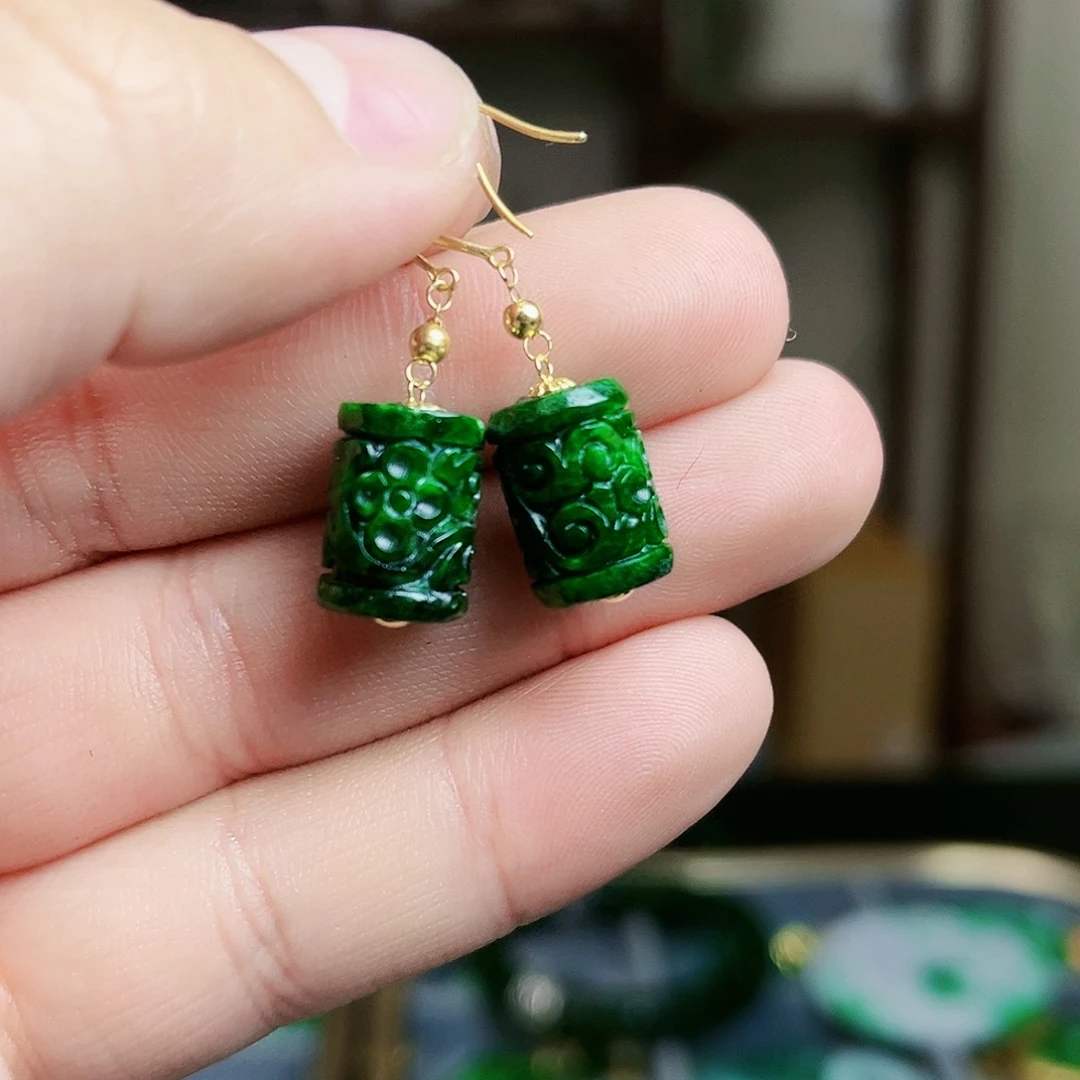 翡翠颈饰18K金镶嵌耳饰