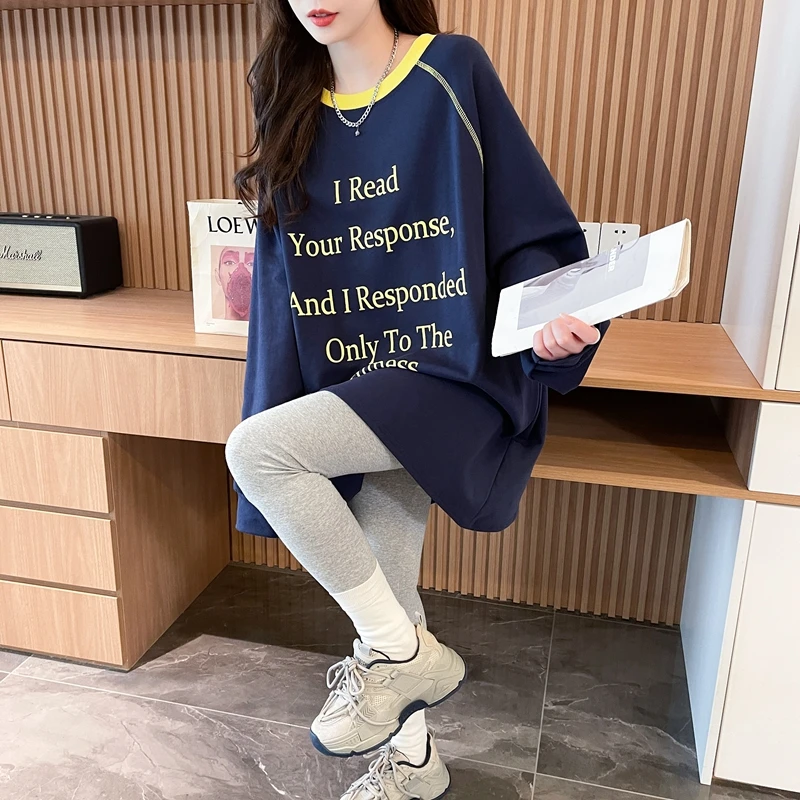 美式复古字母印花纯棉卫衣女2025早秋季爆款潮牌宽松撞色圆领上衣