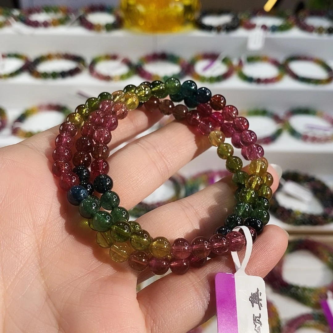 手链碧玺未镶嵌G2608三圈颜色微差