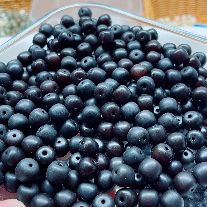 白玉菩提手串瑕疵11-10黑加仑桶珠150颗