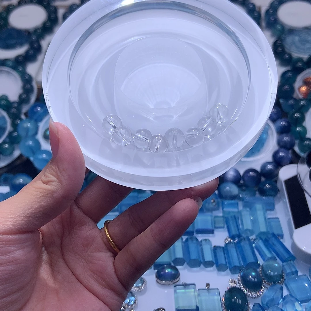 未镶嵌手串海蓝宝石8mm白水晶8颗62元