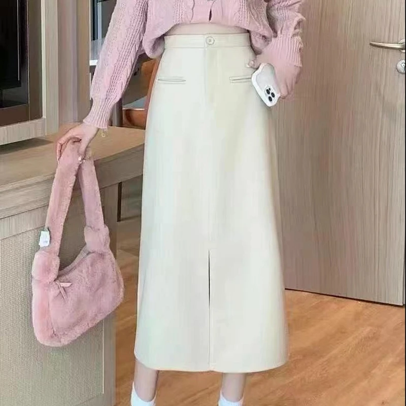 【倩倩精选】新款时尚西装a字显瘦气质百搭开叉中长款半身裙KZ014#