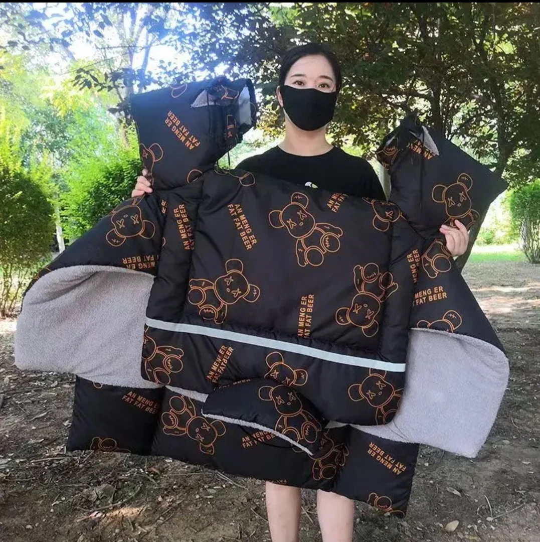 冬季电动车挡风被新款加绒加厚围脖护肩加大侧翼防风保暖防水清新