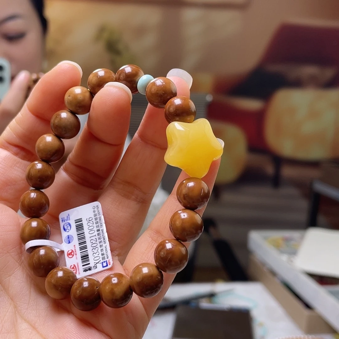琥珀未镶嵌裸石手串