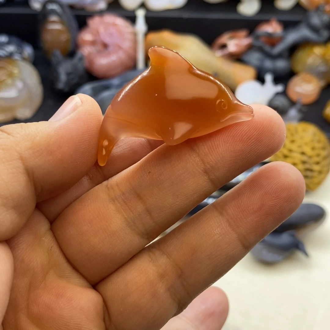 玛瑙/玉髓未镶嵌摆件手把件海豚