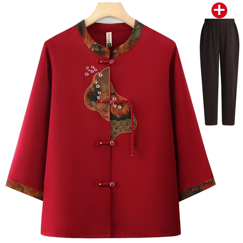 奶奶夏装上衣女七分袖中老年人妈妈装新中式春夏季开衫老太太衣服