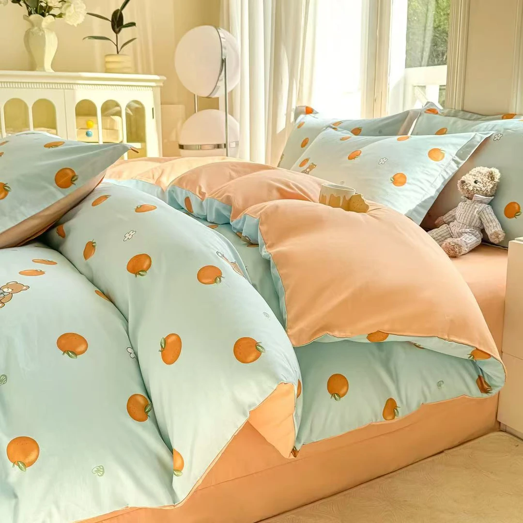 果汁熊四件套印花卧室简约床品双面全棉四件套