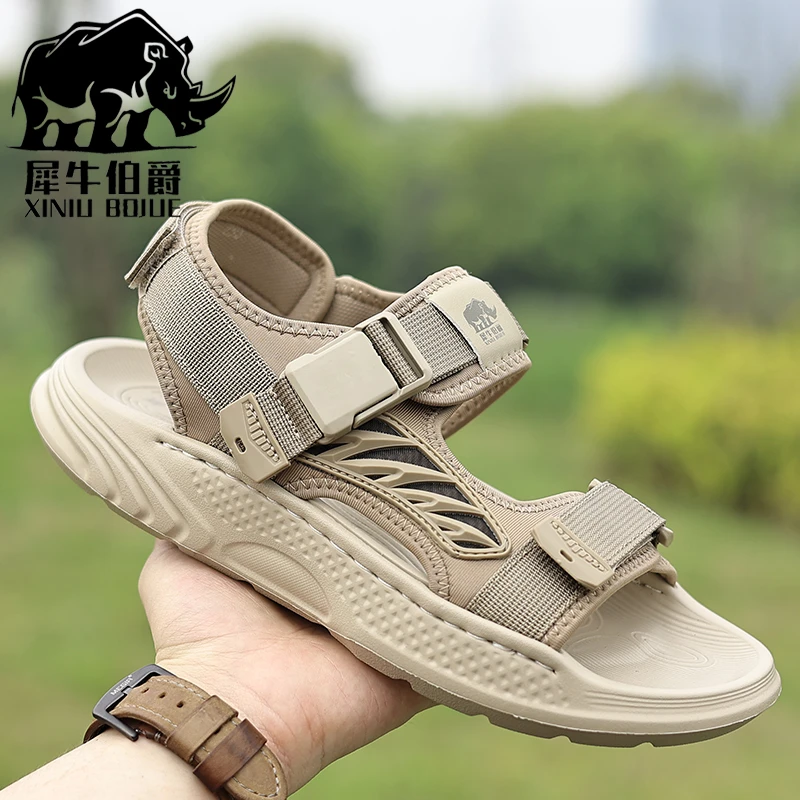 犀牛伯爵沙滩鞋凉鞋男士运动软底户外休闲时尚外穿学生少年厚底