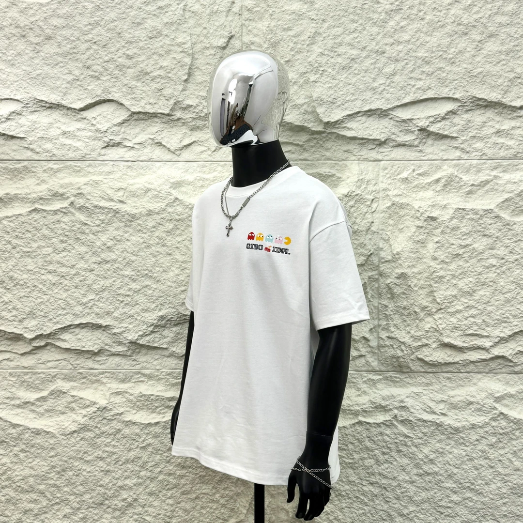 GIBOIIKAL夏季美式高街100%纯棉270重磅短袖白色t恤设计感上衣